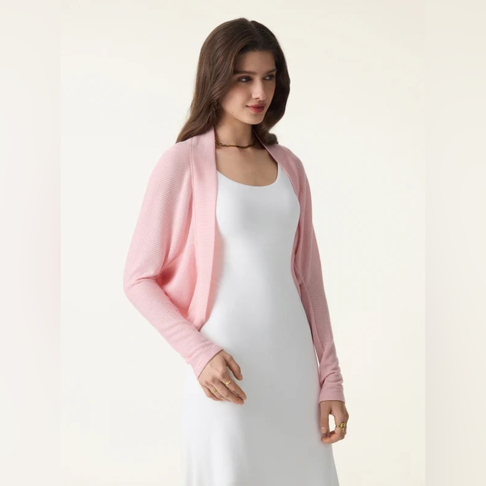 New OGL Classic Cozy Knit Shrug Sweater Pink Size Medium - Picture 6 of 9